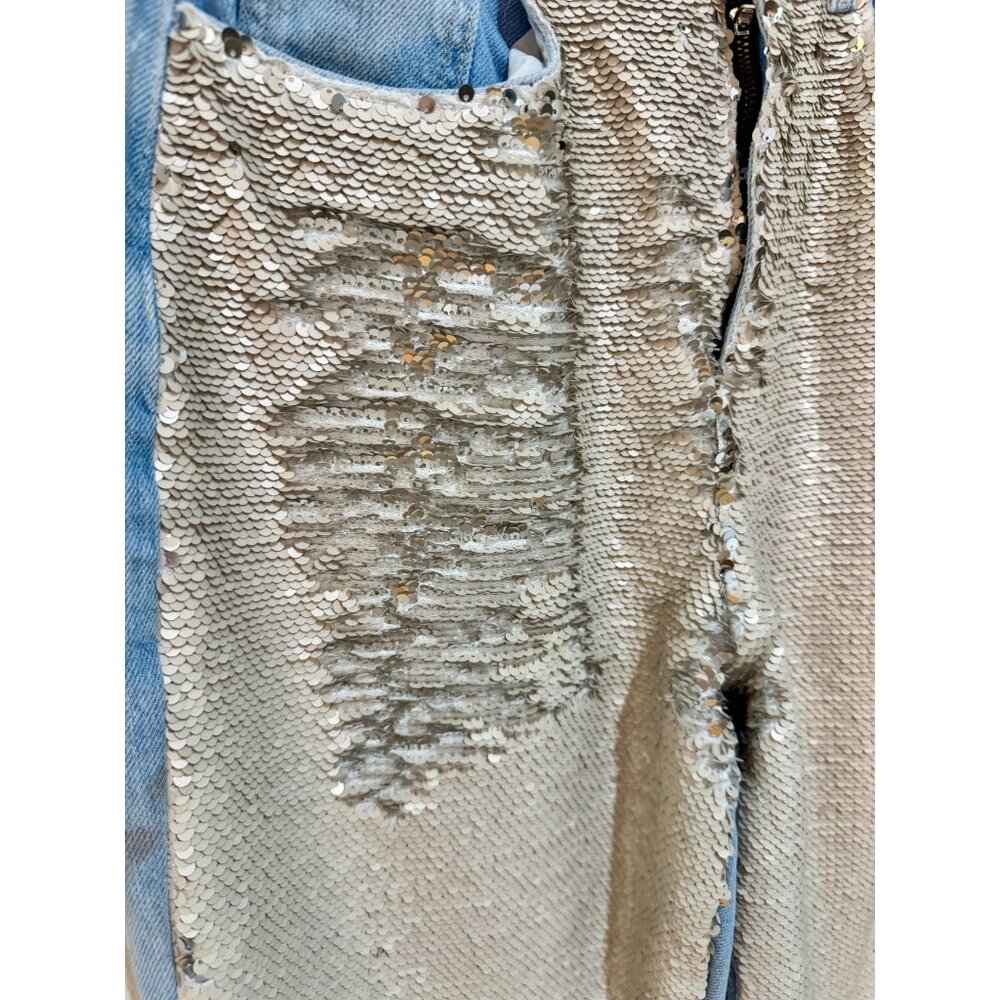 Pilcro High Rise Wide Leg Sequin Skater Jeans 100% Cotton Denim & Embellishments - Picture 5 of 11